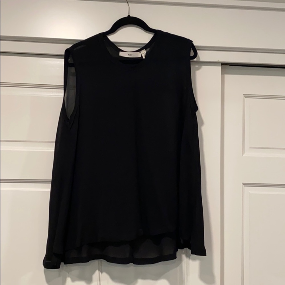 Wilt Black Sheer Sleeveless Top Sz L